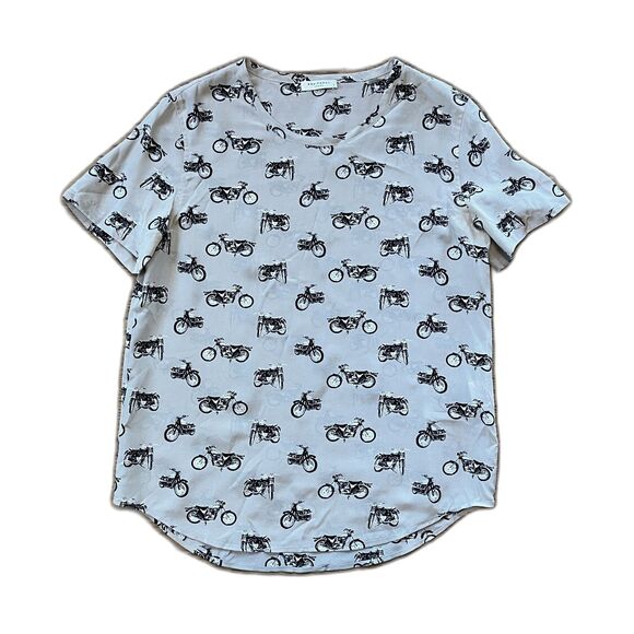 EQUIPMENT Femme Gray Silk Motorcycle Short Sleeve Shirt Top  Women's Size Small - Picture 3 of 9